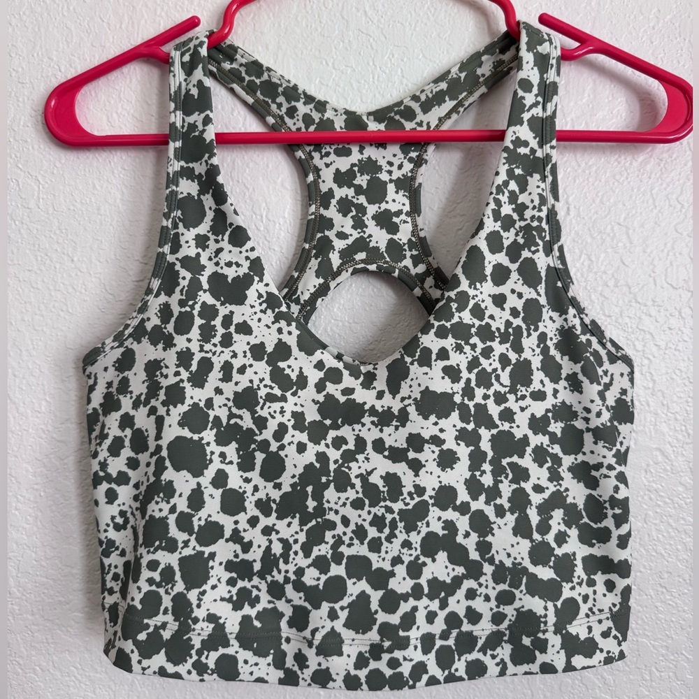 Sage sports bra green and white splatter medium